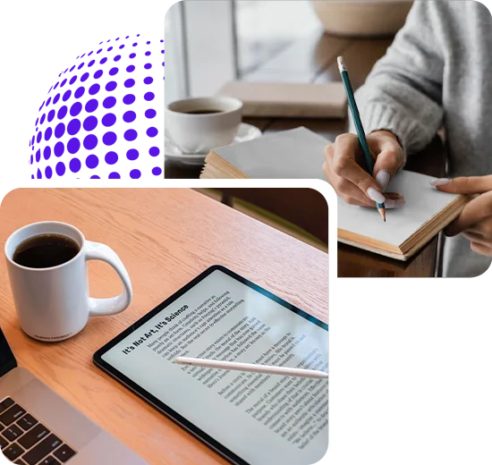 Author leveraging AI writing tools on laptop